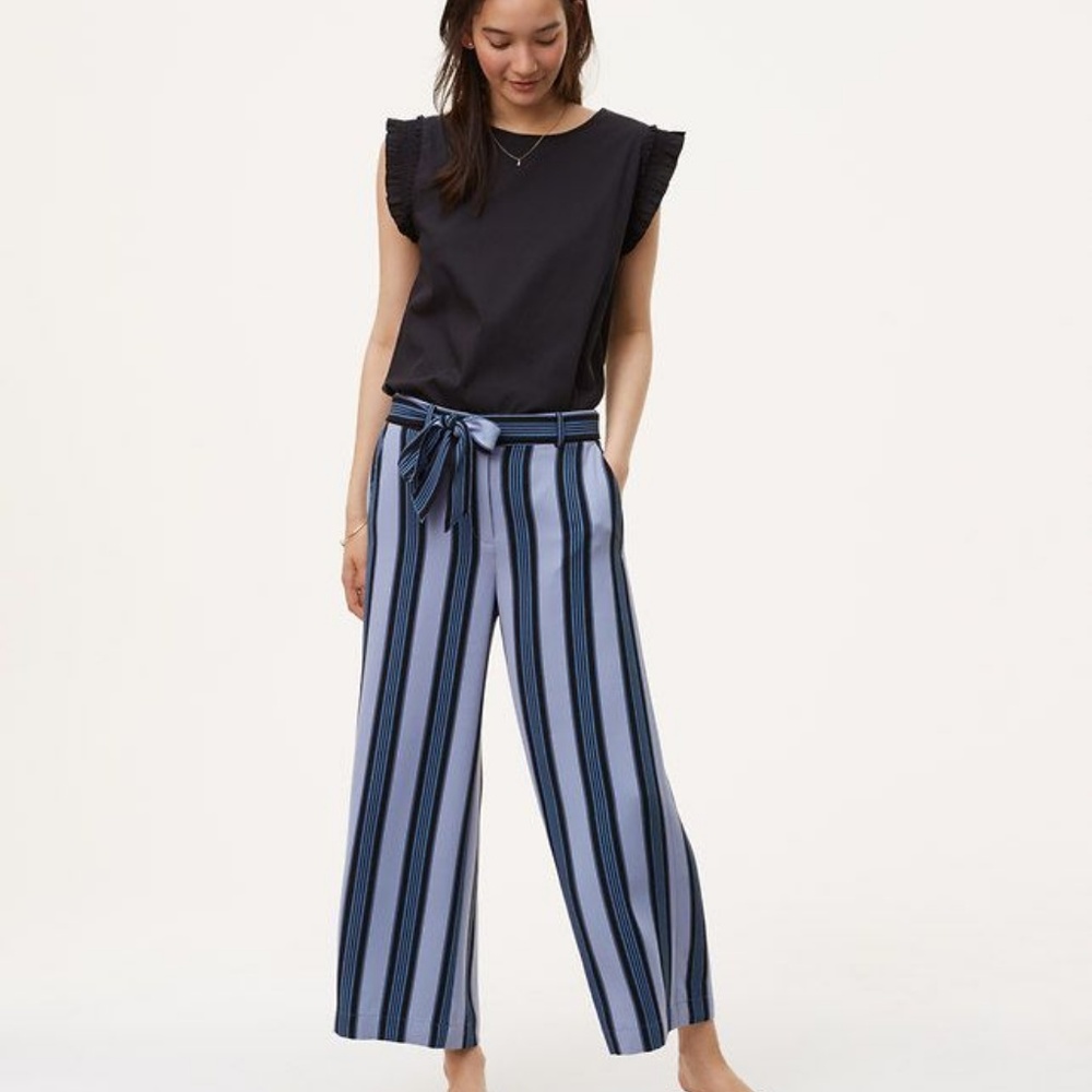 Loft Stripe Palazzo Paperbag pants